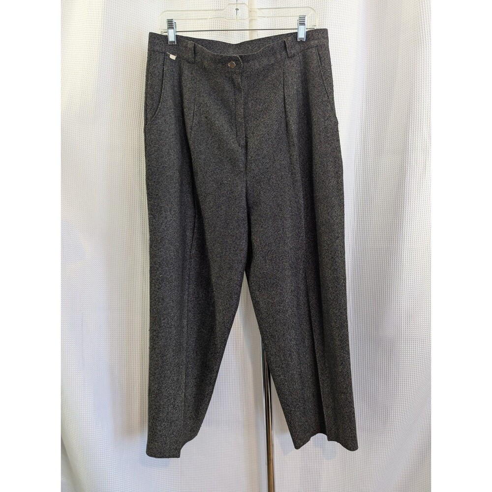 Unbranded Gray Woven Trousers Women Tweed Wool Dress Pants Charcoal Sz 10 (J11)